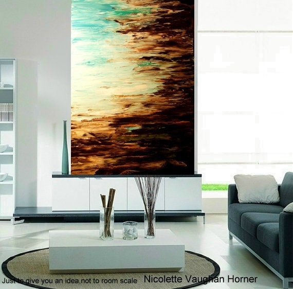 Huge 60" by 40" Gallery canvas-Original Abstract,Contemporary  Seascape Oil Original painting by Nicolette Vaughan Horner