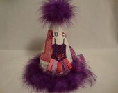 1St Tutu Cute Birthday Hat Girls Tutu Hat Hot Pink Purple Matching  Tutu Onesie Outfit Machine Embroidered Party Hat Photo Ages 1 thru 9