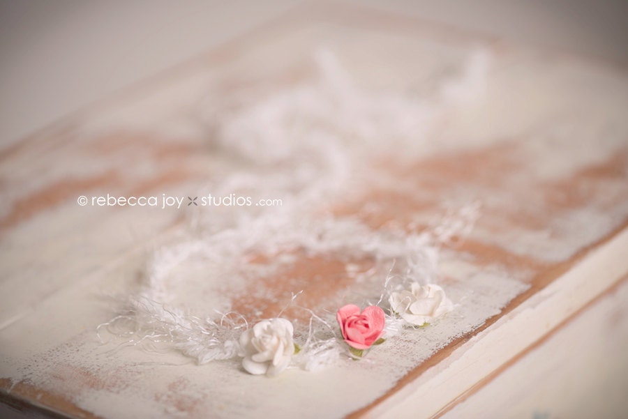 woodland Fairy - Flower Chain : Newborn Headband  - Brown - Newborn Photo Prop -  halo,  flower headband, head band