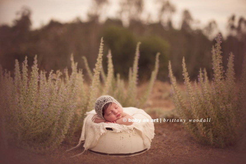 Mohair and Silk : Newborn BONNET -  Cream - Newborn Photo Prop -  newborn knit hat, baby hat, maternity, photography