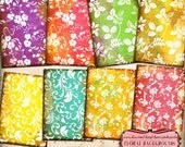 digital collage sheet FLORAL BACKGROUNDS,  digital scrapbook download 2.5x3.5 inch scrapbook supply tags and coasters