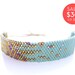 Mint Beaded Bracelet, Blue Stardust Bracelet, Adjustable Bracelet, Pixel Effect Bracelet, OOAK Handmade by JeannieRichard