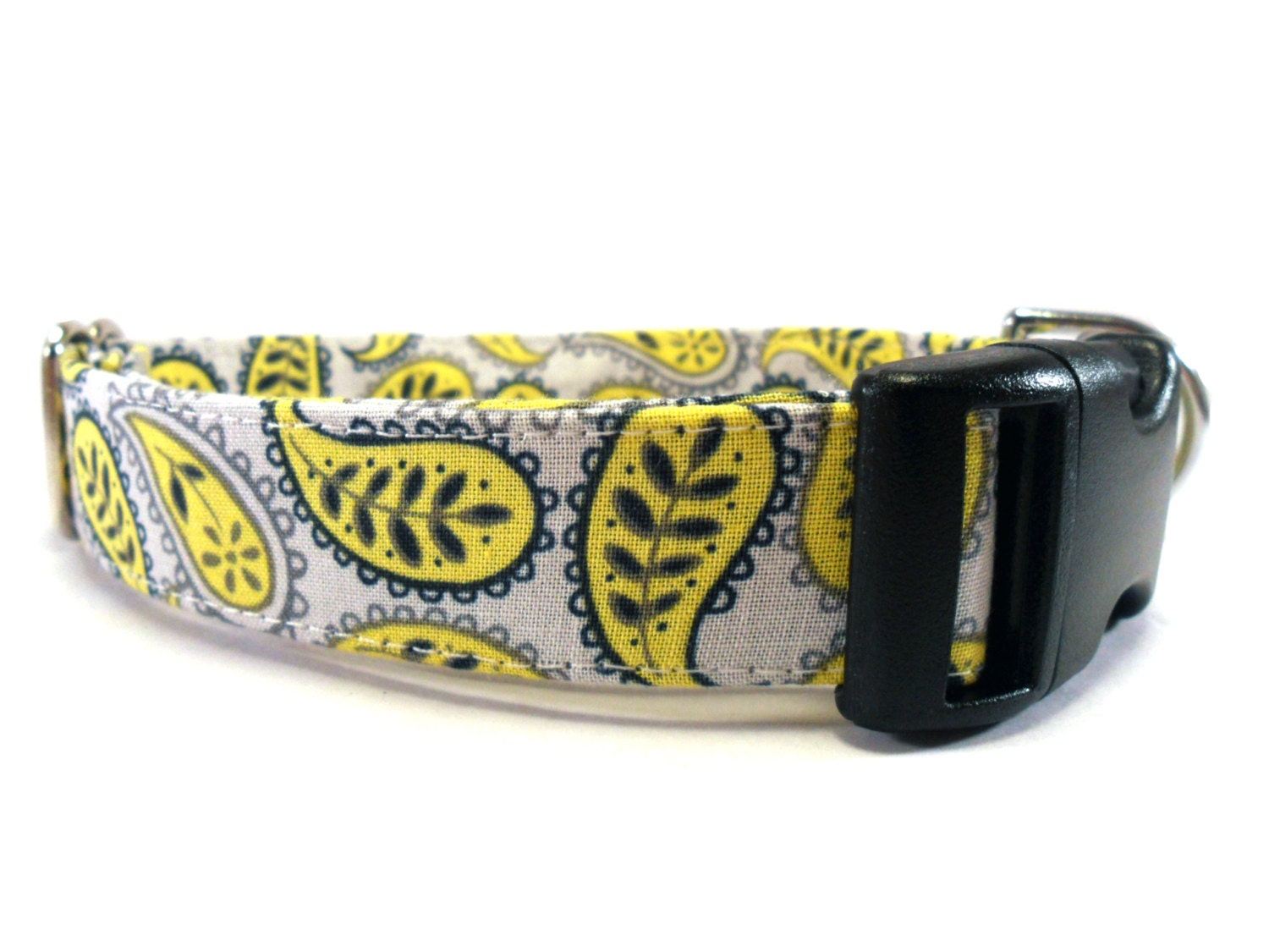 PAISLEY in GRAY Dog Collar HANDMADE