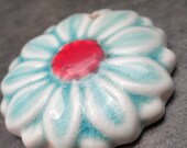 Blossom- handmade aqua and cherry red flower pendant 0172