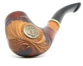 US Navy tobacco smoking pipe "USN Anchor" carving, US Navy fans patriots Collectible plus Gift Pouch