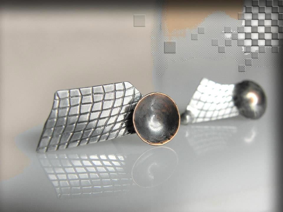 UNIQUE sterling silver copper earring geometric jewelry post stud modern unique contemporary