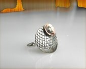 sterling silver copper ring oxidized designer mixed metal artistic contemporary
