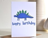 Blue Dinosaur Birthday Card