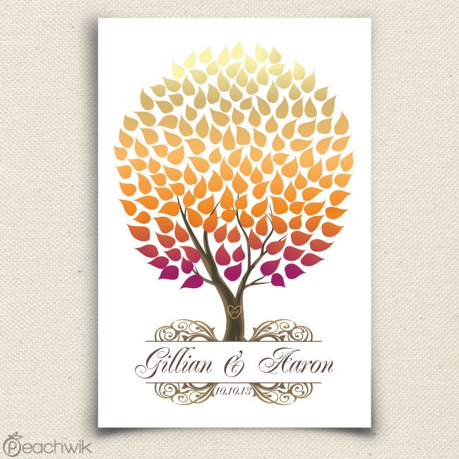 Guest book Alternative - Autumn Wedding Tree - The Seaswik - A Peachwik Interactive Art Print - 150 guests