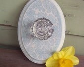 Upcycled vintage glass doorknob wall hanging - - use it to hang jewelry or accessories... vertical orientation