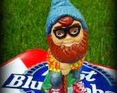 Hipster Garden Gnome - Upcycled Figurine