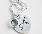 Initial Birthstone Necklace Personalized Letter Custom Mothers Jewelry Bridesmaid Jewelry Gift for Her