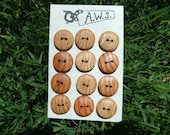 12 White Oak Wood Buttons 3/4 Inch