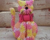 Pink/lemon/orange floral cat