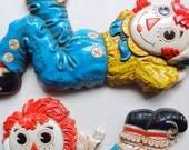 Vintage Set of Raggedy Ann and Andy Wall Hangings 1977