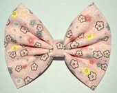 Pink, Yellow and Grey Floral Hair Bow