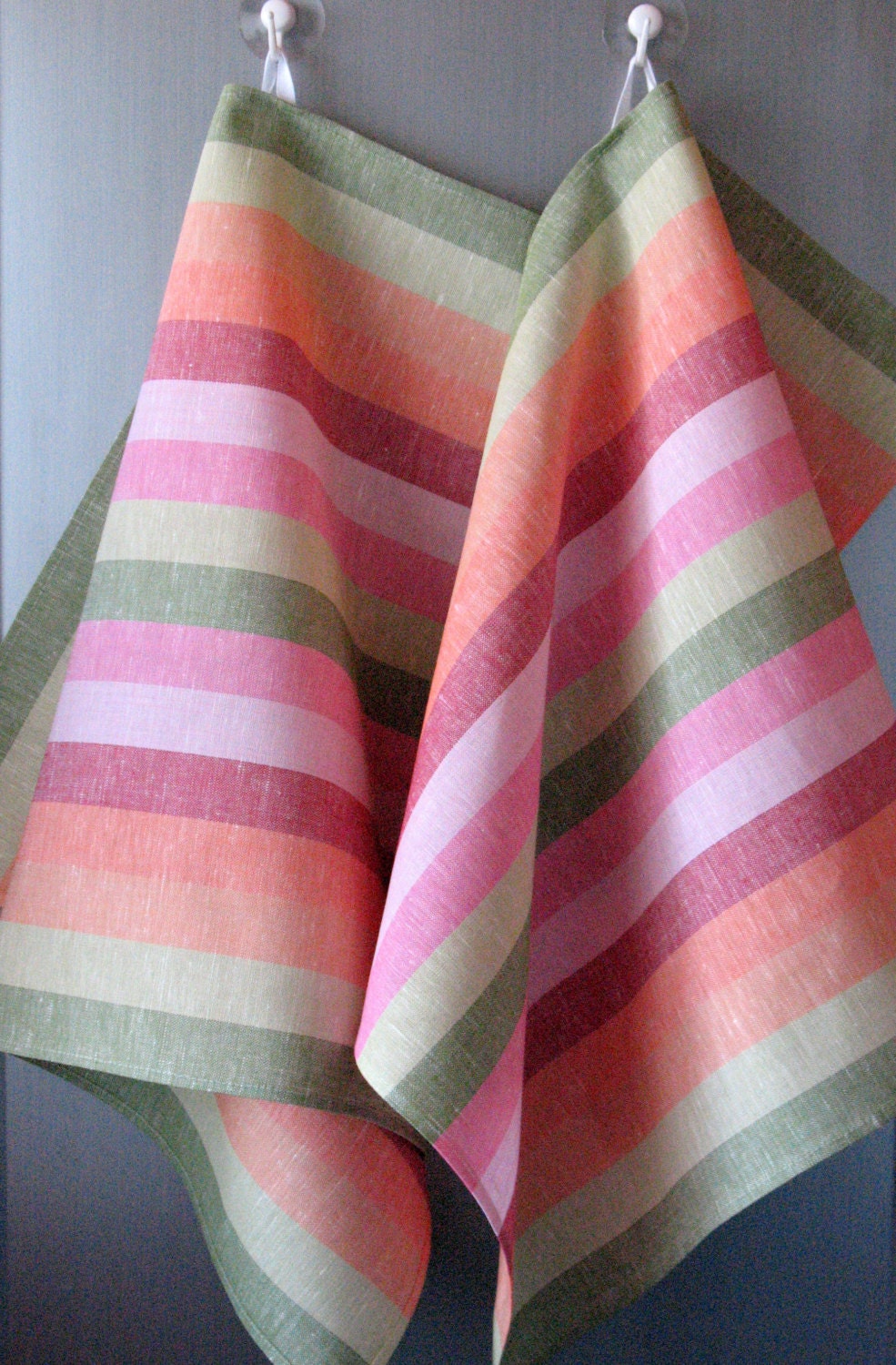 Linen Cotton Dish Towels striped - Tea Towels set of 2