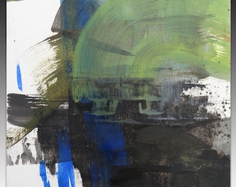 Telemaco - Original abstract oil painting on paper, 10 x 12