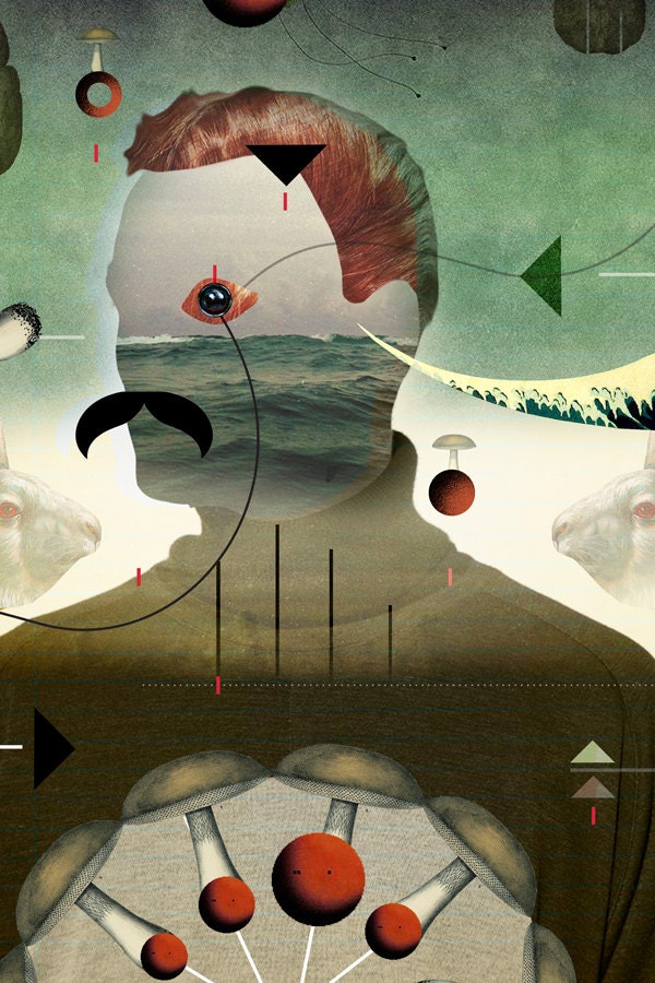 digital illustration "Man and  the sea", A3 size,  limited edition of 20