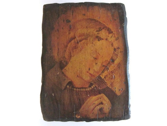 Primitive Religious Wall Hanging, Rustic Wood Religious Wall Hanging, Saint Wall Art