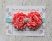 Coral Baby Headband. Newborn Headband. Baby Girl Headbands. Infant Headband. Baby Hairbows. Baby Hair Accessories. Baby Bows