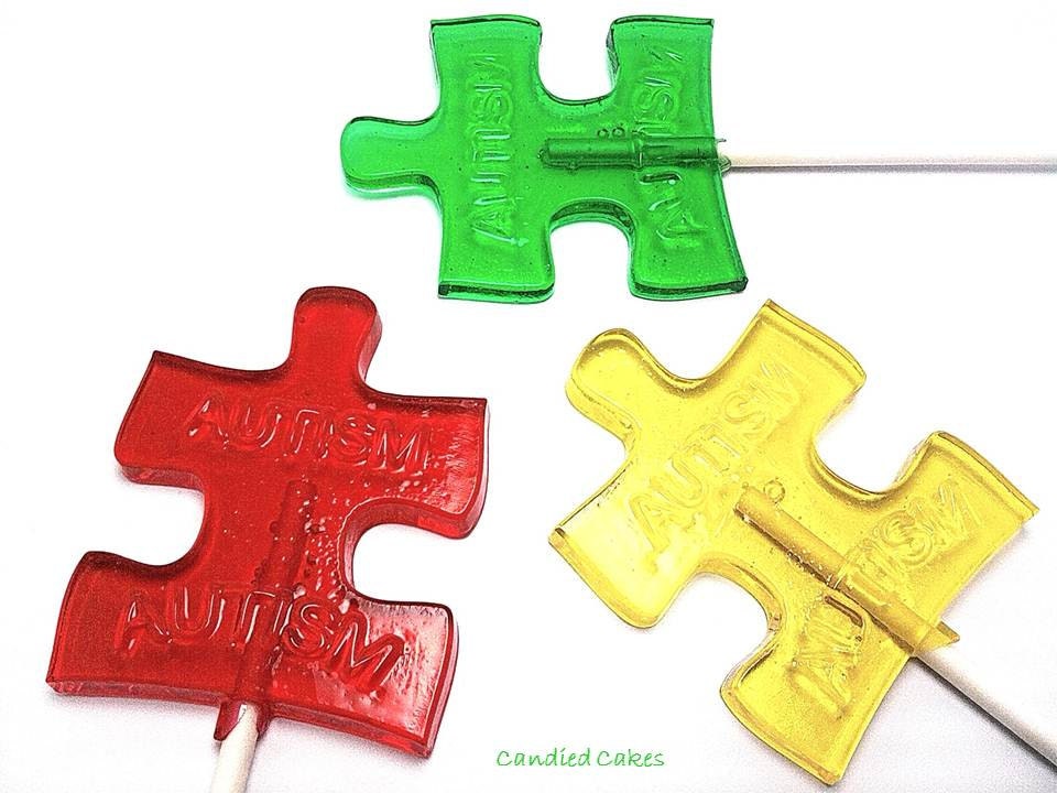 Buy 6 Get 6 Free - AUTISM AWARENESS LOLLIPOPS - Pick Any Color and Flavor - CandiedCakes