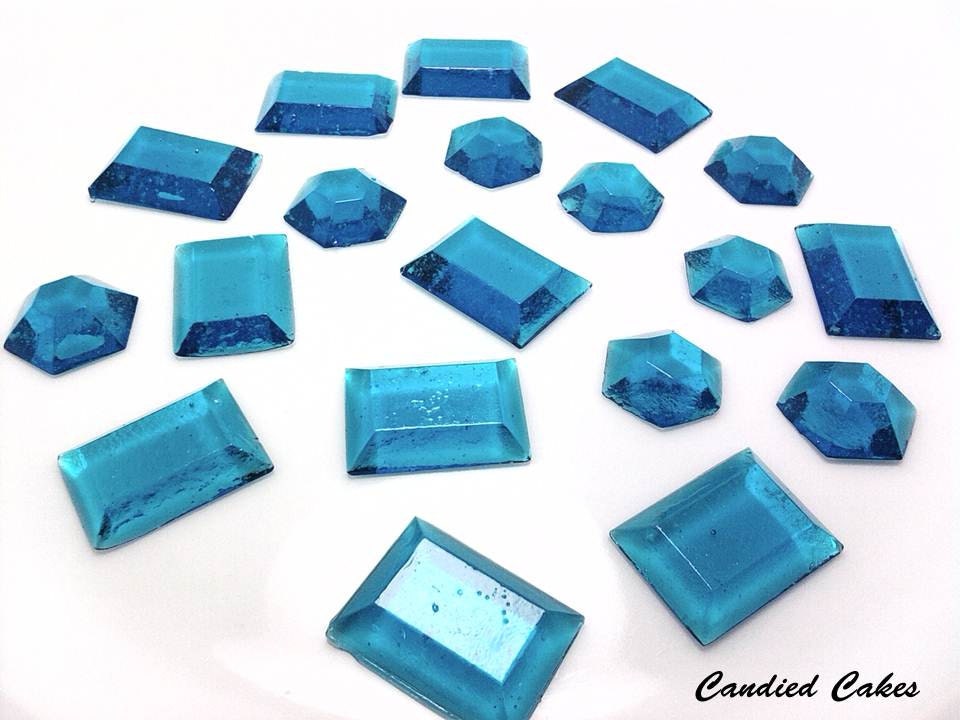 250 BLUE EDIBLE SUGAR Jewels - Featured in Brides Magazine Dec 2012