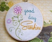Embroidery Pattern PDF  Good Day Sunshine Flowers and Spirals