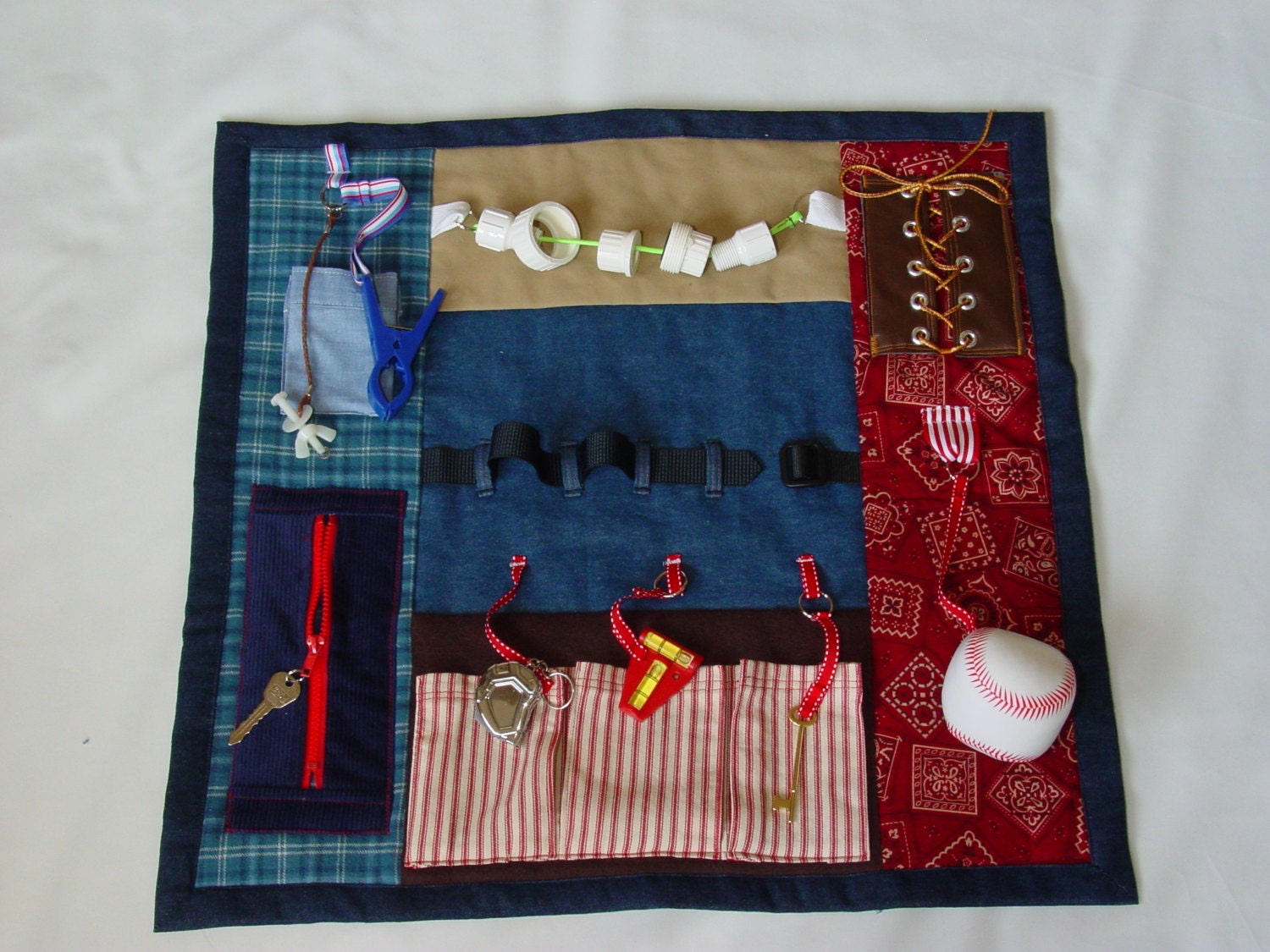 Busy Fingers Fidget Quilt- Tactile - Bright & Colorful- Fun for Alzhiemer Patients