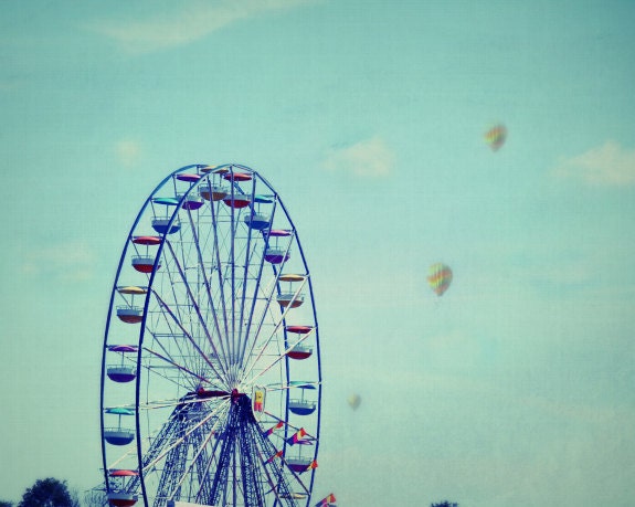 Summer Carnival, Childhood Memories, Dreamy, balloons, Fine Art Photography, Ferris Wheel, Wall Decor, Home decor, Whimsical Photo, Surreal