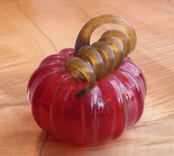 Glass Pumpkin by Jonathan Winfisky - Deep Garnet Red