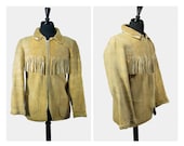 Authentic 1940s Fringe Suede Raw Leather Western Jacket - Size Small