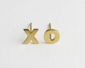 XO Earrings - Gold Plated XO Studs - Hugs and Kisses
