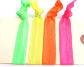 elastic hair ties neon brights hair accessories set of 4