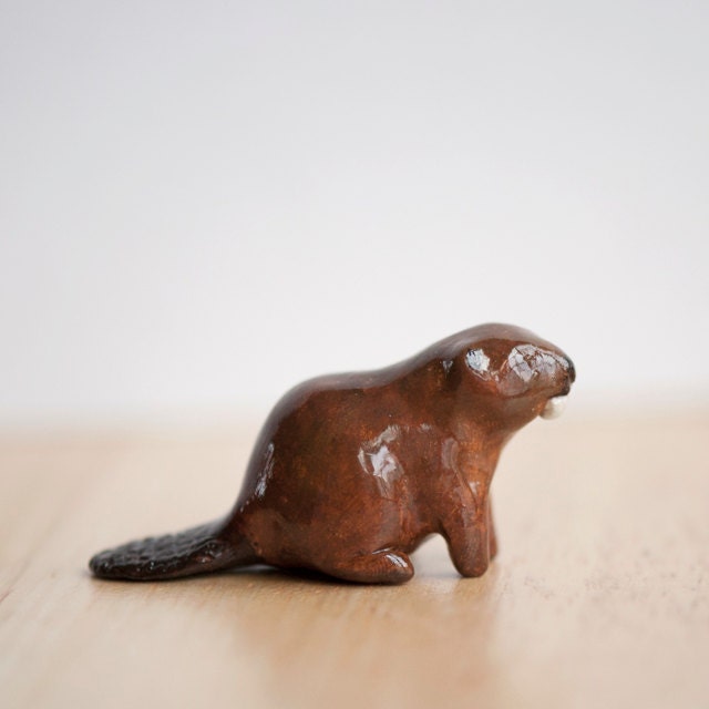 Beaver Figurine, Small Clay Animals