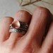 Rustic Romance - Sterling Silver and a Copper Heart - Stacking Ring Set of 4 - Made in Your Size