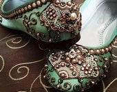 Cinderella's Slipper Bridal Ballet Flats Wedding Shoes - Any Size - Pick your own shoe color and crystal color