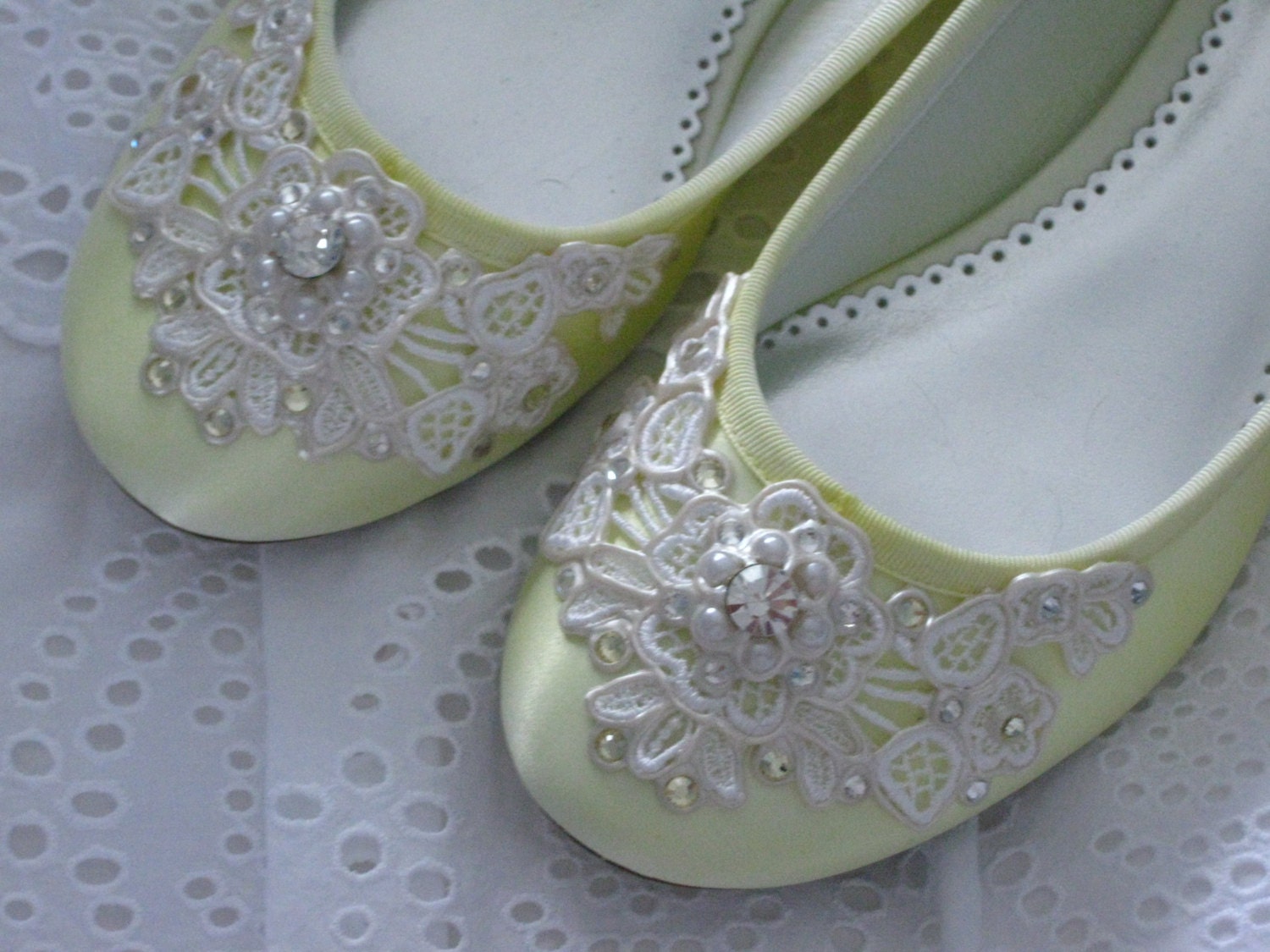 Spring Garden Bridal Ballet Flats Wedding Shoes - Any Size - Pick your own shoe color and crystal color