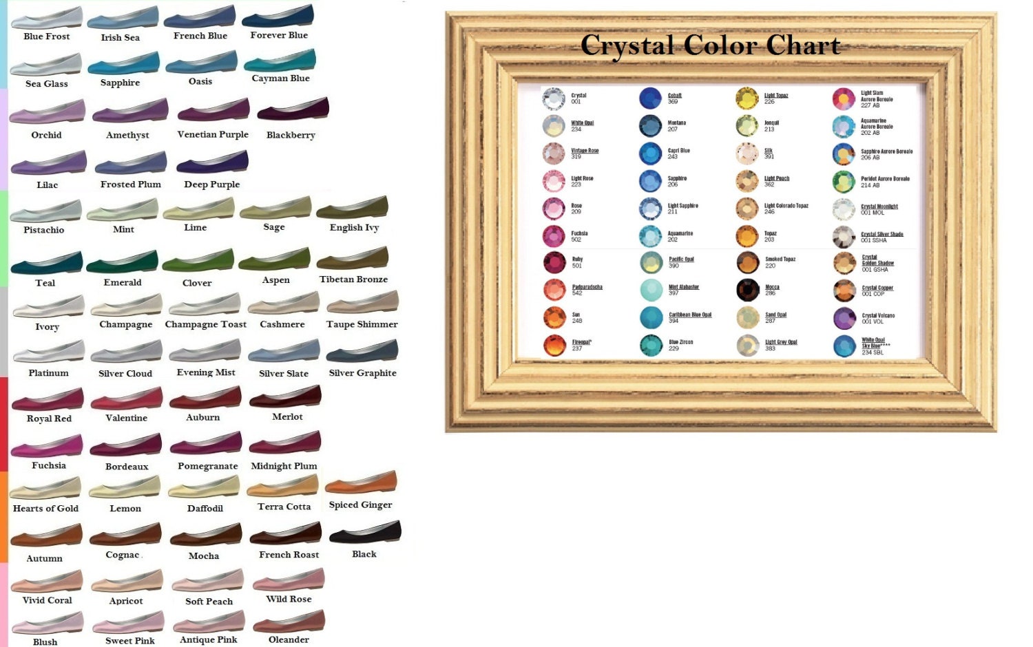 Spring Garden Bridal Ballet Flats Wedding Shoes - Any Size - Pick your own shoe color and crystal color