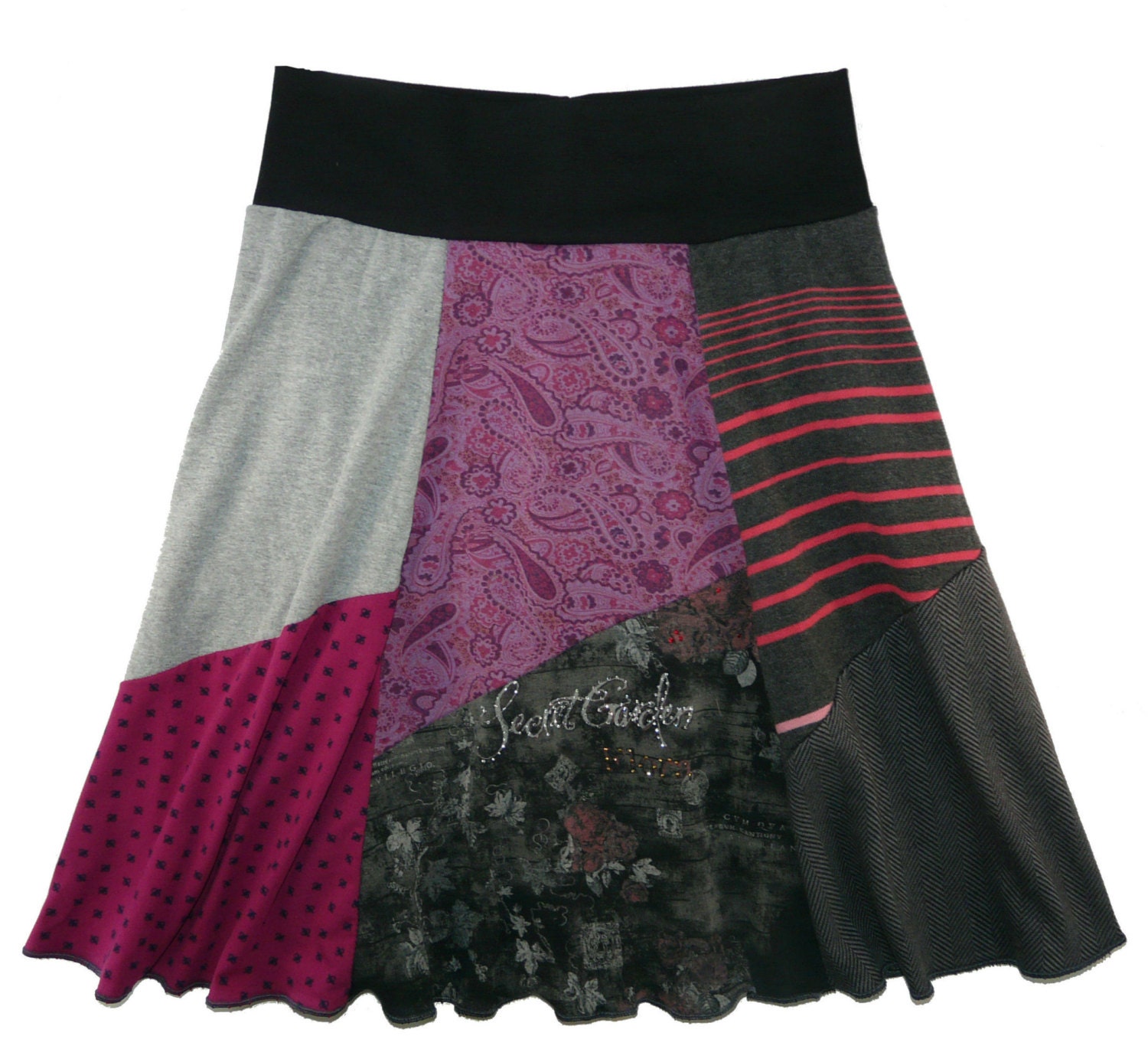 Secret Garden Boho Chic Hippie Skirt Women's Medium Large upcycled t-shirt clothing from Twinkle
