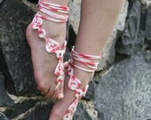 Pink  Heart Shape Crochet Sandals -  Summer Fashion - Women Teens Accessories - Beach Wedding