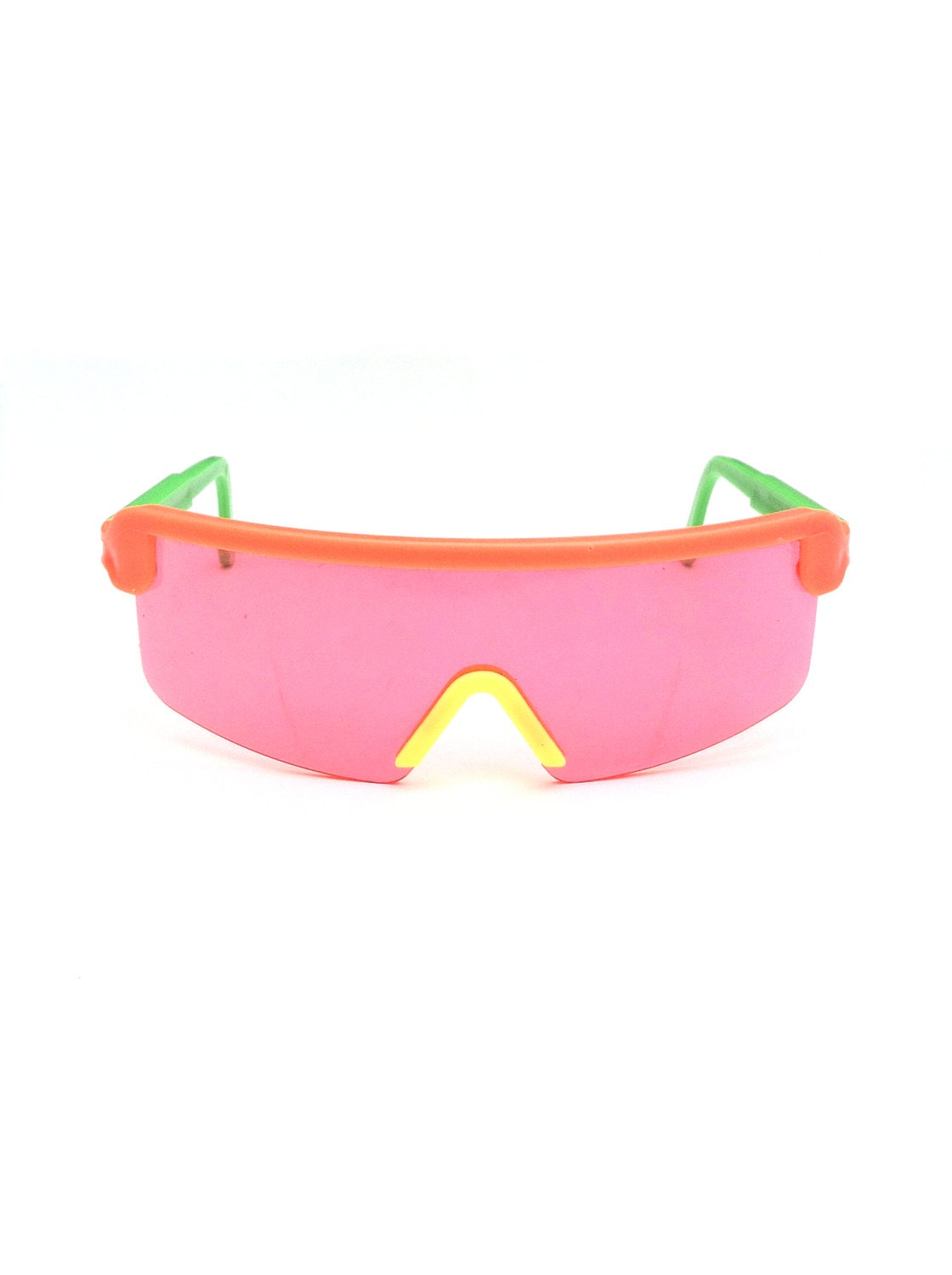 Rad 90s Neon Tri-Tone Single Lens Sunglasses - XS