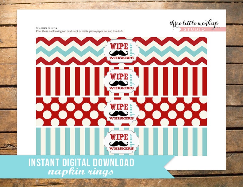 INSTANT DOWNLOAD Little Man Mustache Napkin Rings Il_570xn