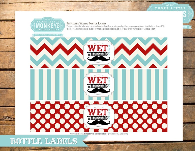 INSTANT DOWNLOAD Little Man Mustache Bottle Labels Il_570xn