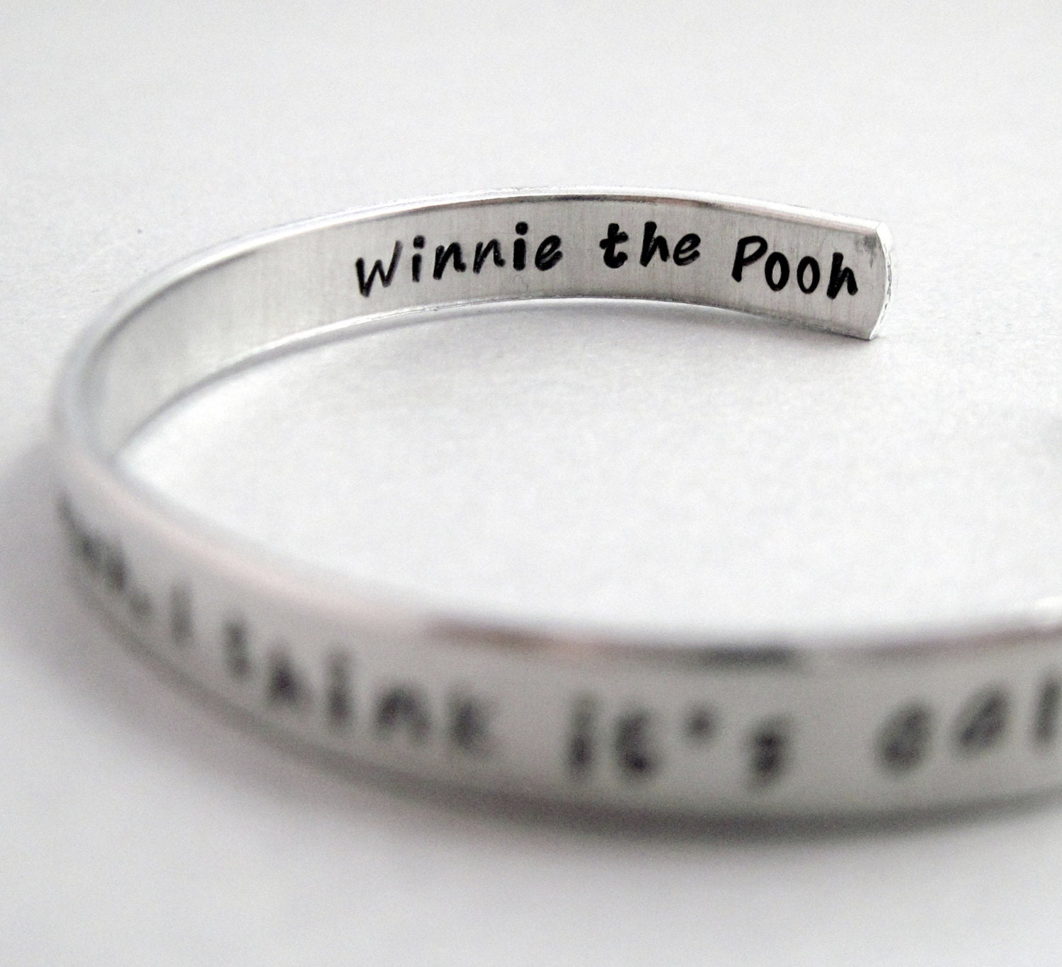 Winnie the Pooh - Some People Care Too Much - 2-Sided Hand Stamped Aluminum Cuff - customizable