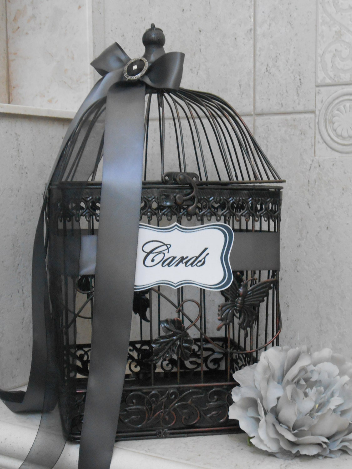Beautiful Large Victorian Inspired Wedding Birdcage Card Holder / Wedding Card Box