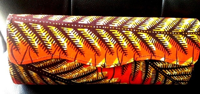 Orange and brown ankara clutch by Gitas PORTAL