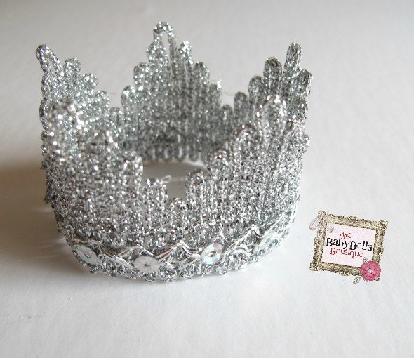 Baby  newborn  Silver Lace Photo Prop Baby Crown