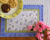 Mug Rug, Snack Mat - Periwinkle, Quilted - Set of 2