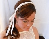Wedding Hair Band, Wedding Hair Ribbon, Ivory Wedding Hairpiece, Romantic Bridal Headband, Weddings, Bridal Accessories, Hair